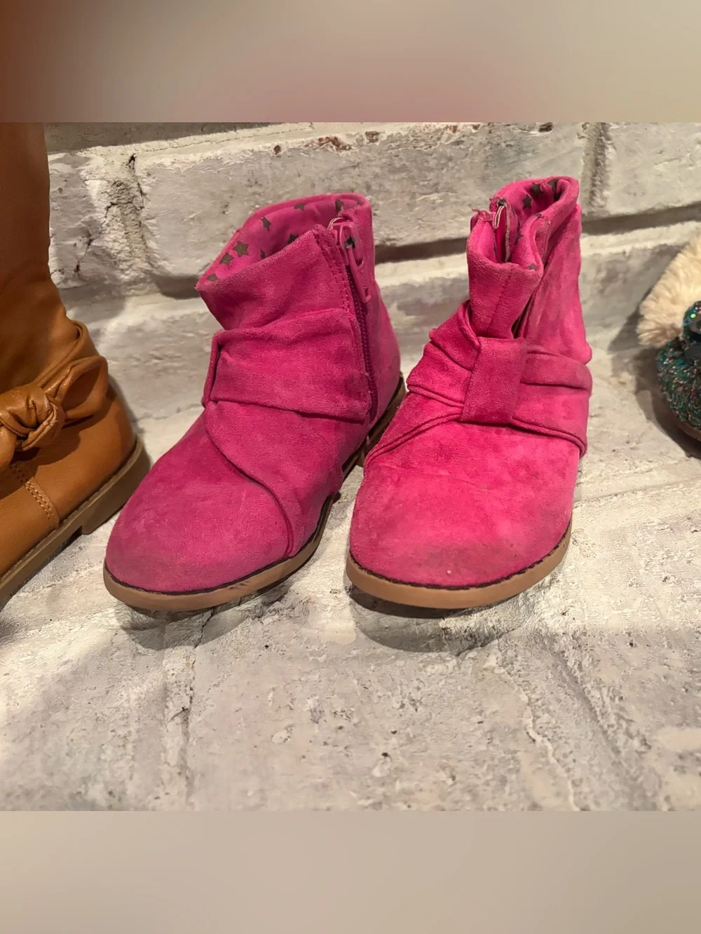 Kids Pink Suede Ankle Boots - Brand Unspecified (all 3 included)